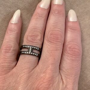 ✅Sleek high quality black  oxide finish double ring w/cutout & parallel bands